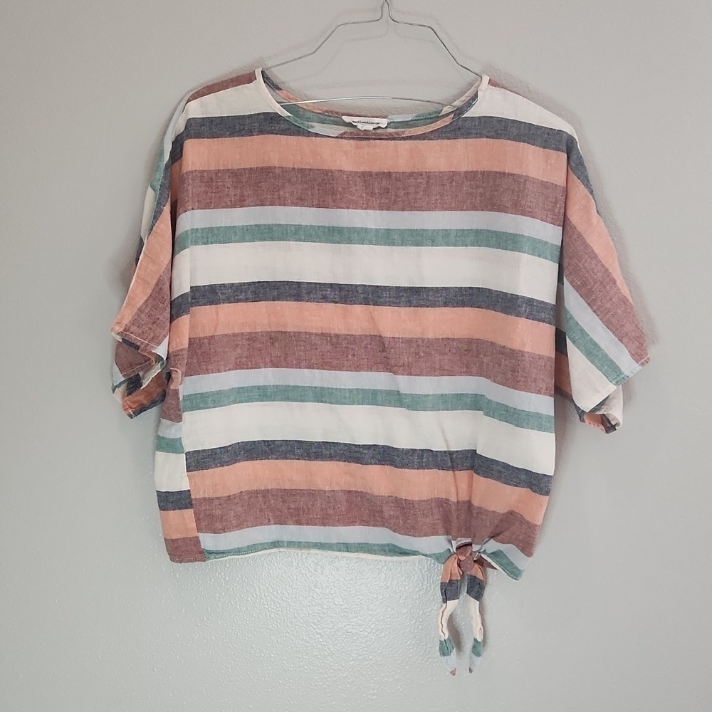 Beachlunchlounge Womans XS LINEN Short Sleeve Top